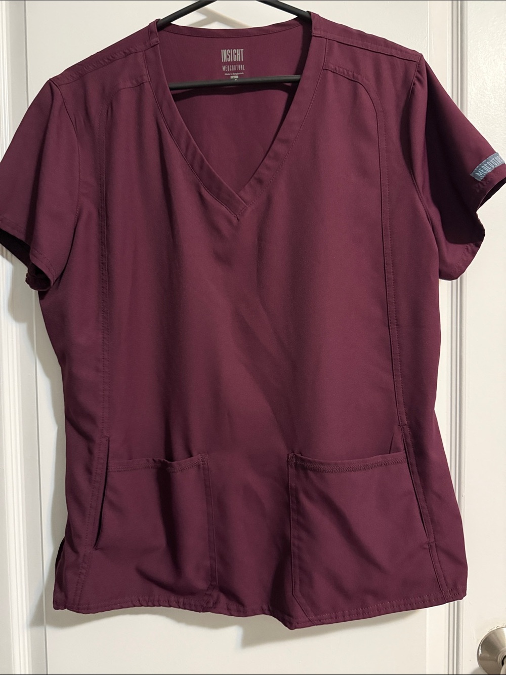 Insight Women's V-Neck Scrub Top in Burgundy Plum